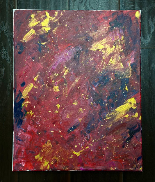 16x20 strawberry  galaxy abstract painting