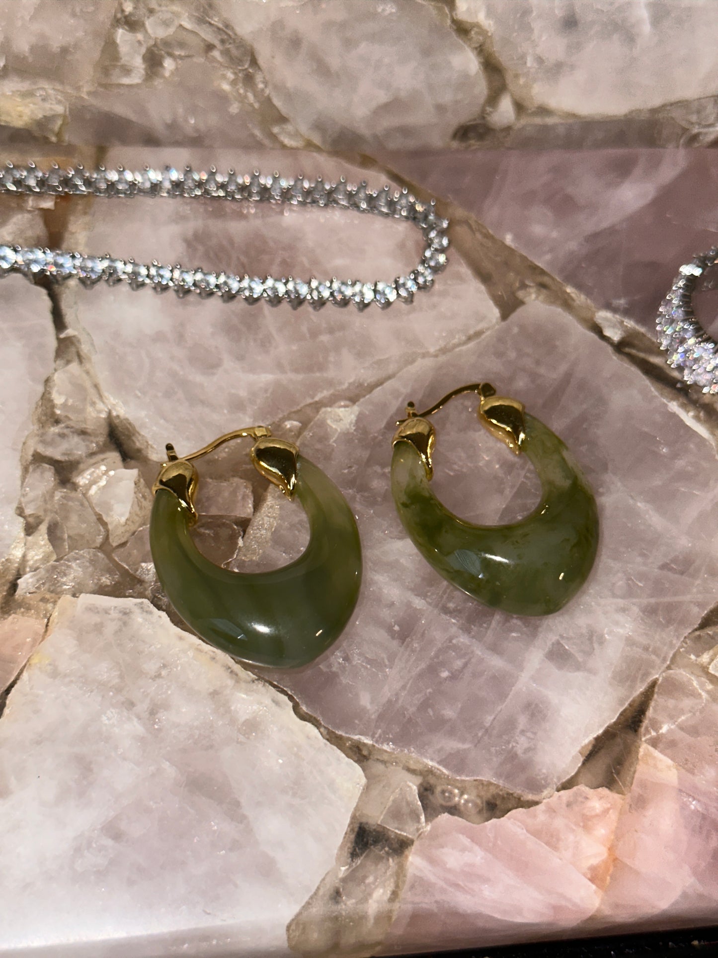 “Grace” jade inspired hoop earrings